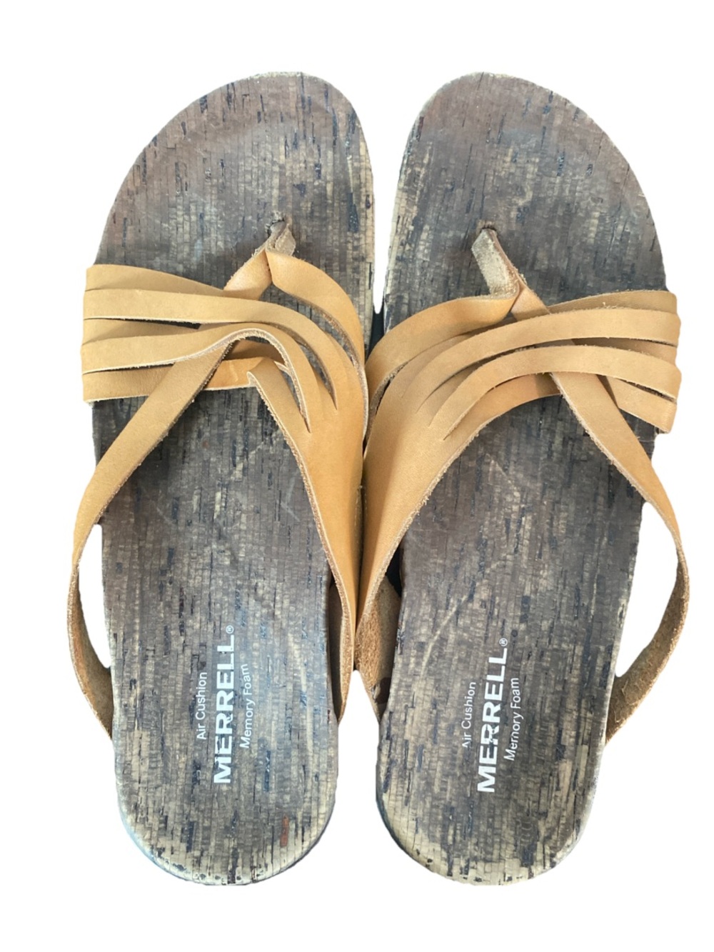 Merrell Tan Leather Multi-Strap Thong Sandals Women’s Size 8 - Picture 2 of 6
